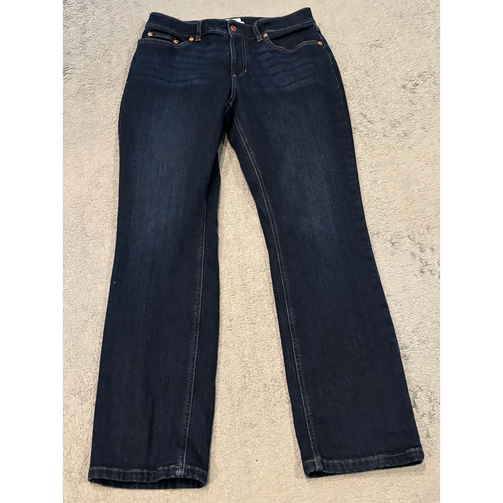 LL Bean Favorite Fit Dark Wash Straight Leg Jeans Womens 8 Reg 507470